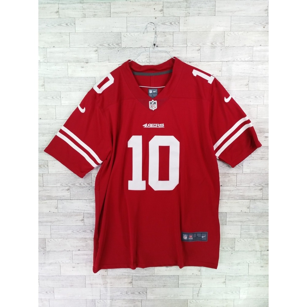 Nike San Francisco 49ers #10 Jimmy Garoppolo Jersey Size L Shirt Top Red White